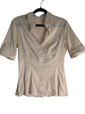 HUGO BOSS BOSS Orange Beige Fitted Zip Detail Blouse Small